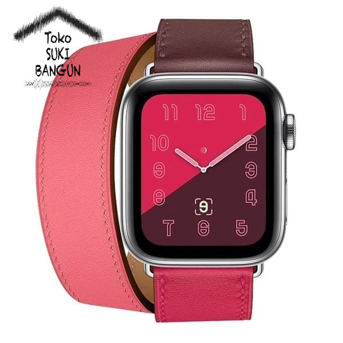 Strap Apple Watch Series Ultra 8 7 6 5 4 3 2 1 45mm 44mm 42mm TALI JAM Double Tour TRIPLE COLOR Leather