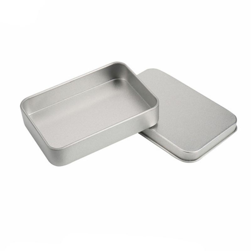 CRE  Small Metal Tin Silver Storage Box Case Organizer For Money Coin Candy Key