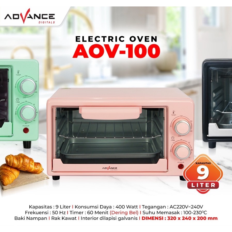 Oven Listrik Advance AOV100 Electric Oven 9 Liter 400 Watt