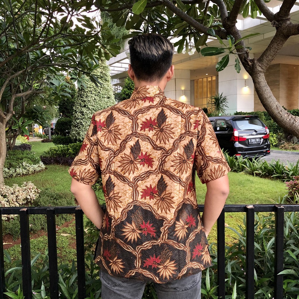 Premium Atasan Batik Hem Furing Kemeja Lapis Trikot Pria Batik Usman - Batik Seragam Pria