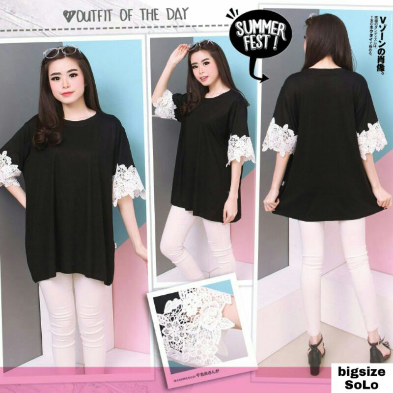 (LD 120cm) XXXL 3XL JUMBO Monalisa Pakaian Wanita Atasan Wanita Blouse Bigsize