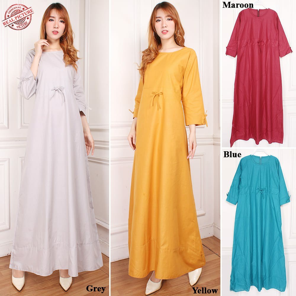 SB Collection Gamis Maxi Dress Selvia Longdress Terusan Casual Polos Wanita