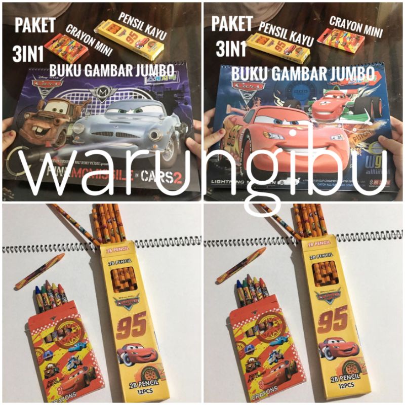 

Paket Kado Anak 3in1 Buku Gambar Jumbo Mobil Cars Mcqueen Bundle Art Set Crayon Alat Tulis
