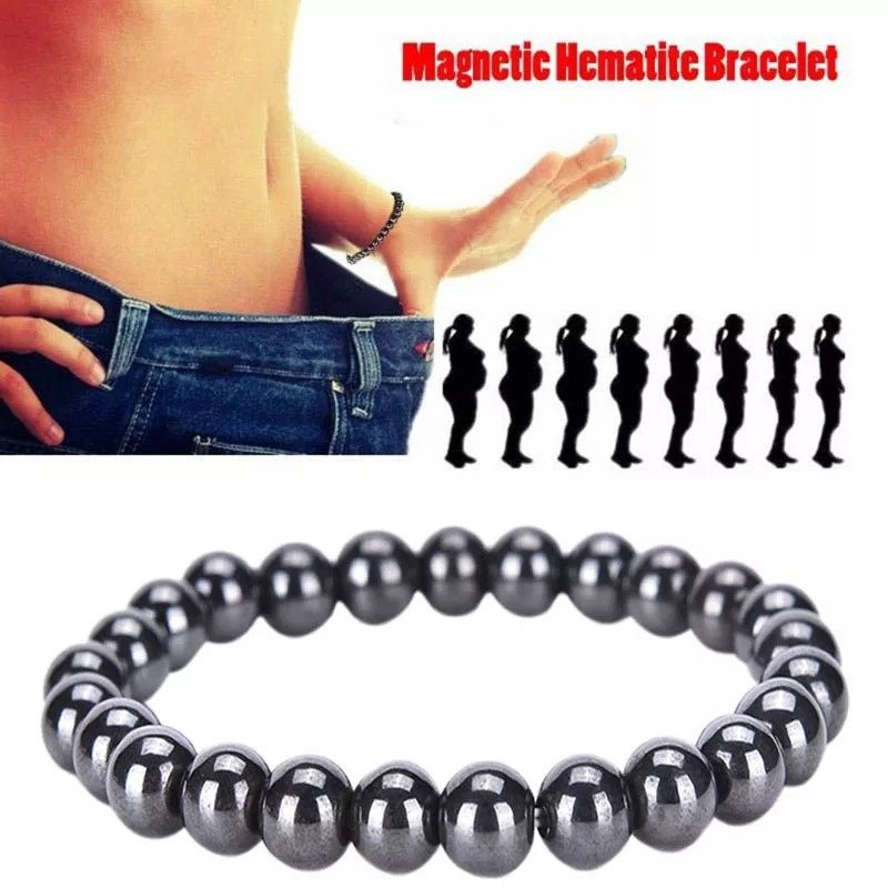 Gelang kesehatan batu hematite MAGNET pria wanita -  Natural Stone Bracelet magnetic-3