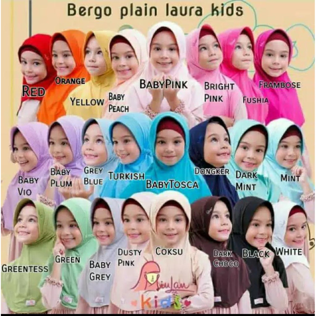 Plain Laura Kids / Jilbab Miulan Anak / Jilbab Sekolah /Bergo Plain Laura Kids /Miulan Kids