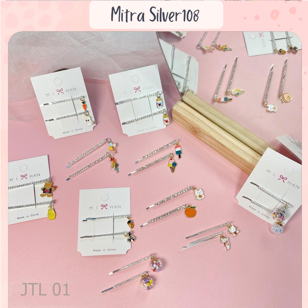 [MS108] JTL 01 - Jepit Rambut Hairclip Silver / Jepit Rambut Lidi Motif Korea  / Aksesoris Rambut