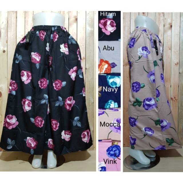 Celana Kulot XXXL Super Jumbo Katun Linen Model Payung Motif Bunga