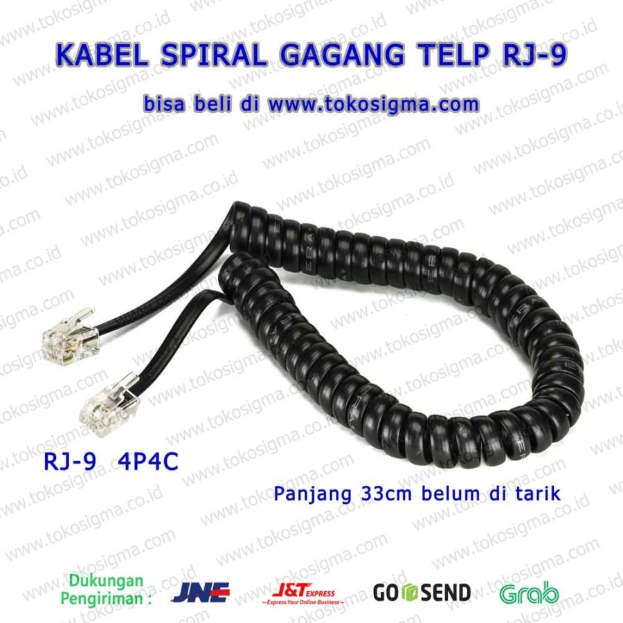 KABEL SPIRAL GAGANG TELP RJ-9 4P4C TELEPON KABEL GAGANG TELEFON RJ9