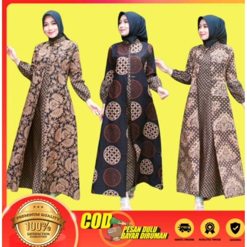 Gamis Batik Jumbo Moderen premium - Gamis Busui All Size/Gamis Batik Kombinasi
