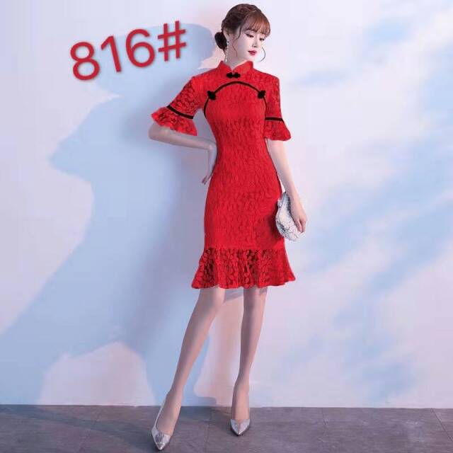 DRESS FULL BROKAT PREMIUM IMPORT 816 MERAH#