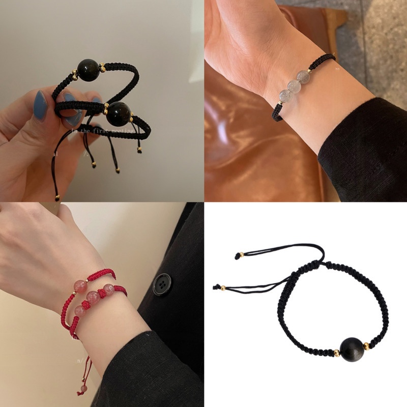 Gelang Tali Kepang Warna Hitam Gaya Harajuku