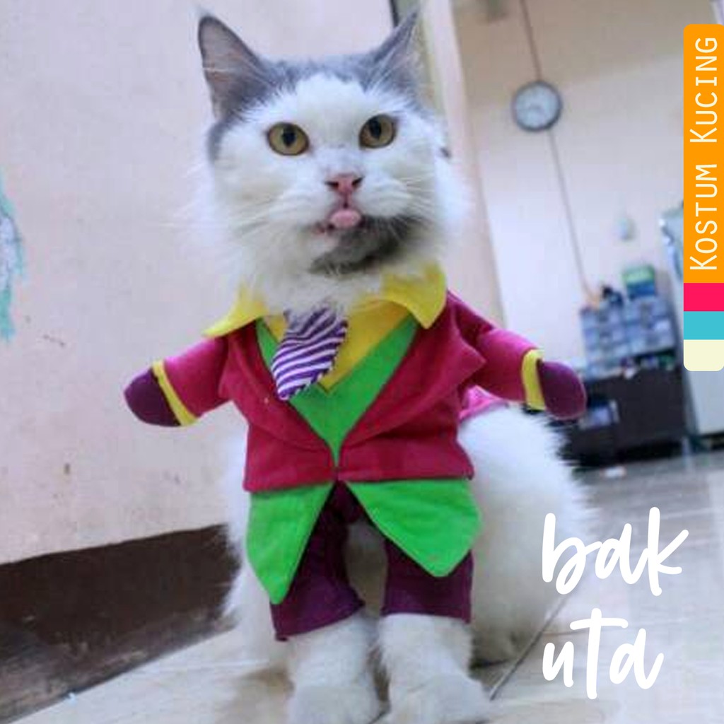 Kostum Joker hijau lucu untuk kucing dan anjing / baju kucing murah size S M L XL