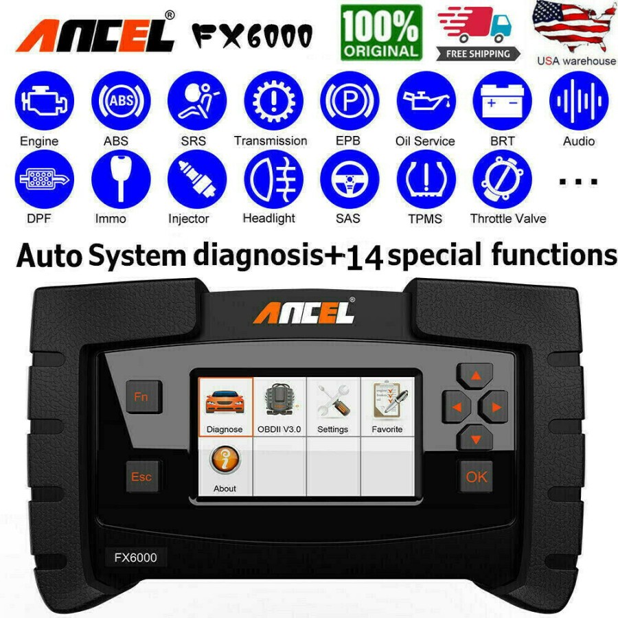Ancel FX6000 OBD2 Full System Scanner Diagnosis Reset Car Scanner