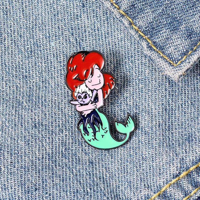 Bros Pin Enamel Desain Kartun Mermaid Untuk Anak Perempuan