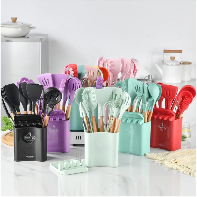 Silicone Cooking Utensils Set 12IN1  Alat Masak Spatula Kitchen Set Silicone