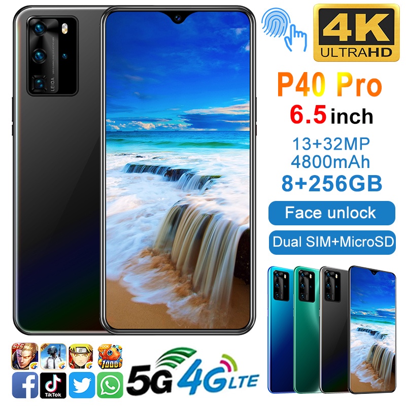 P40/P40pro RAM 8GB+ROM 256GB Android 6.5 Inch 4G LTE 8GB+128GB Kamera 13MP + 24Mp + kartu SD 32GB