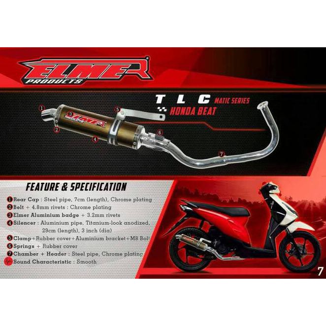 Knalpot ELMER MATIC tipe TLC dan BLACK fosfor mio vario beat xeon