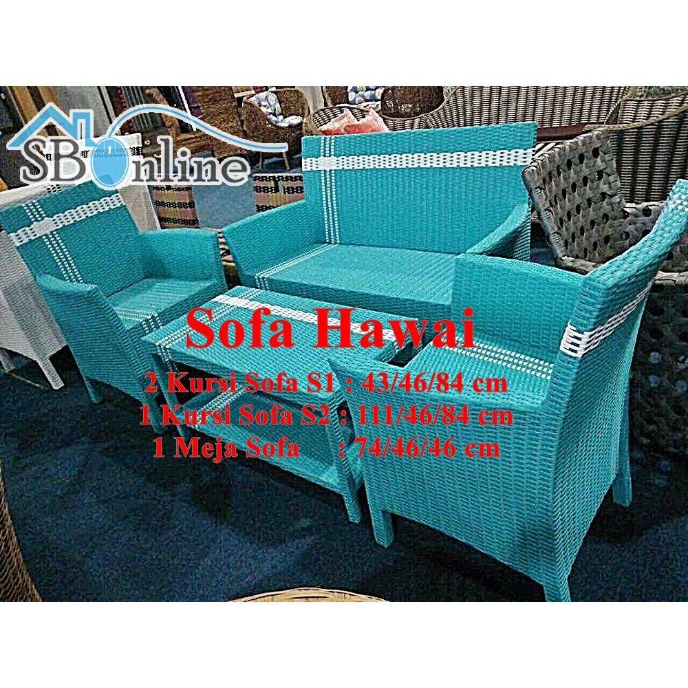 Kursi Sofa Tamu Hawai Rotan Sintetis Berkualitas