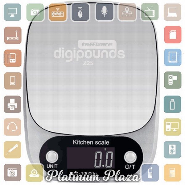Taffware Digipounds Timbangan Dapur Digital Kitchen Scale 10kg 1g - Z2S - Silver`HUZIL0-