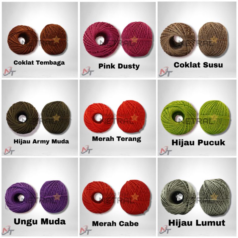 BENANG RAJUT POLY KILAP / POLY DOP / POLIESTER / MERK NETRAL BISA CAMPUR WARNA HARGA 1 PAK( ISI 10PCS )