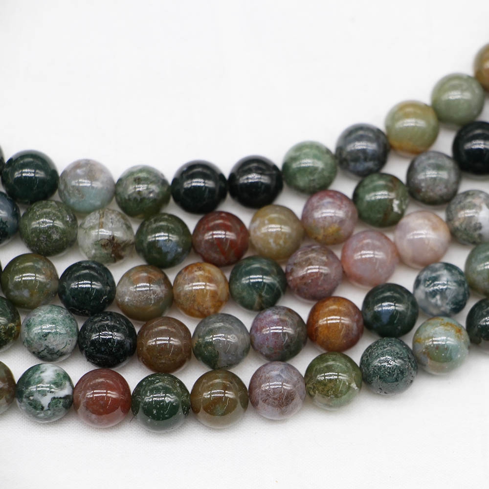 Natural Stone Indian Agate Bead Round Loose Spacer Beads For Jewelry Making Accessories DIY Bracelet Chain 1strinh 4-10mm