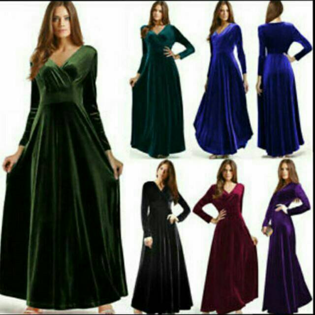 dress bludru polos