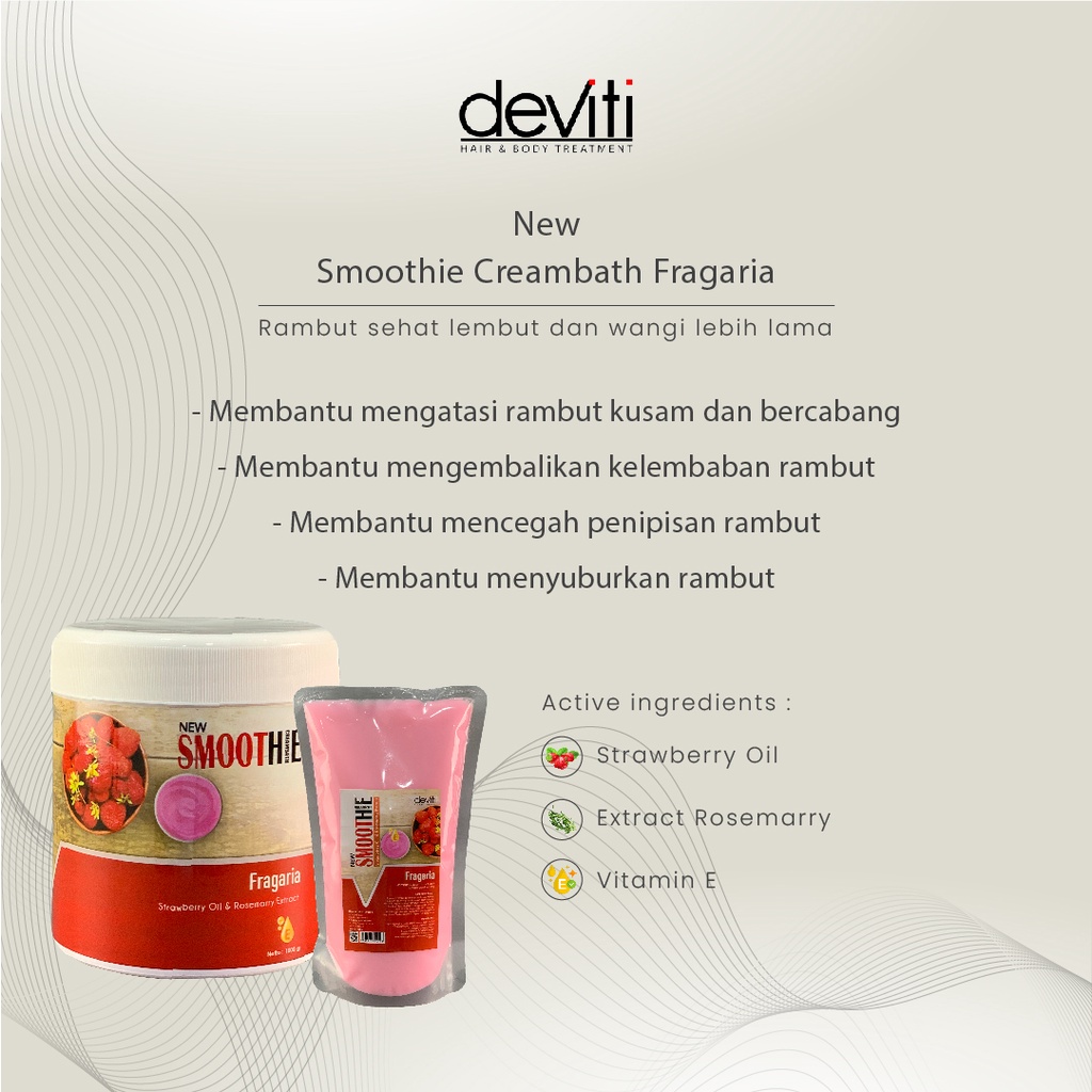 Deviti Smoothie Creambath Fragaria Perawatan Rambut Sehat Berkilau 1Kg