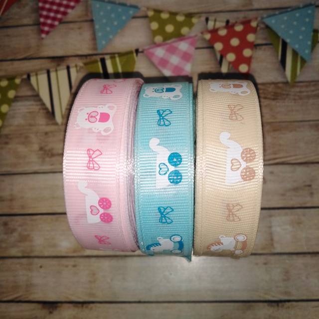 Pita grossgrain motif baby bear 2 &amp; 2.5cm rol 10 yard (kurleb 8.5m)