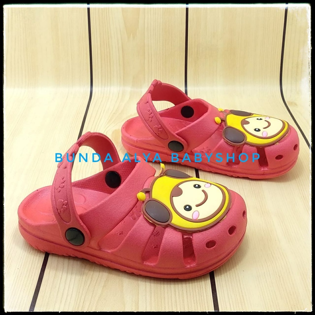 Sandal Anak Perempuan Karet Usia 3 4 Tahun MERAH - Sendal Anak Elastis Karet Anti Licin Motif Lucu Size 26 - 29