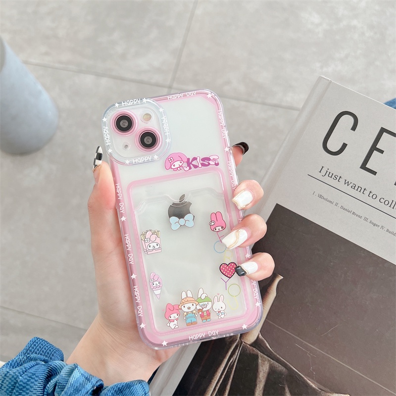 Soft Case Transparan Motif Kuromi Dan Mymelody Untuk iPhone 12 13 Pro MAX 11 X XR XS MAX 7 8 Plus