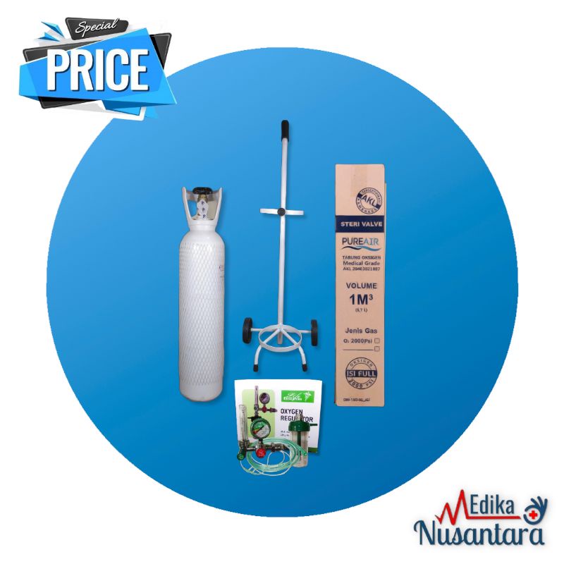 Tabung Oxygen Lengkap 1M3 Siap Pakai isi 2000 Psi - Tabung Oksigen Full Set