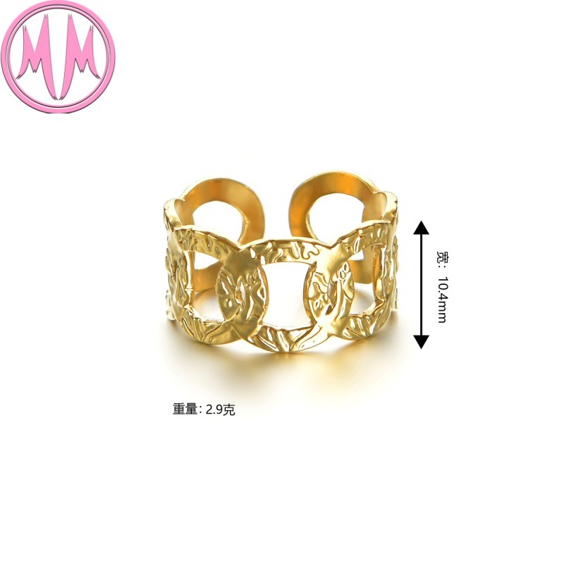 MORYMOSHI R357 Cincin Wanita Ring Besar Gold Titanium Stainless Anti Karat Anti Luntur Fashion Korea