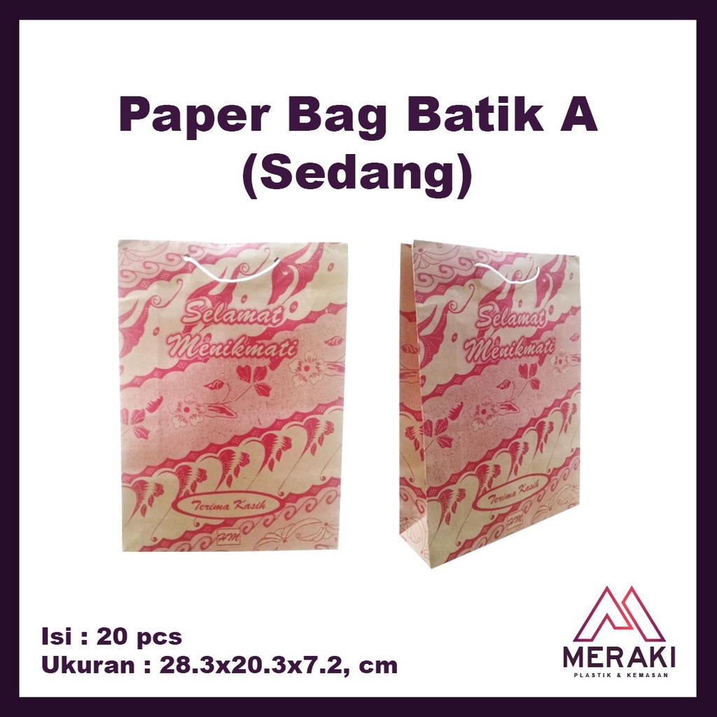 

Paper Bag Hajatan Medium 28x20x2cm Batik Goodie Bag - Merah