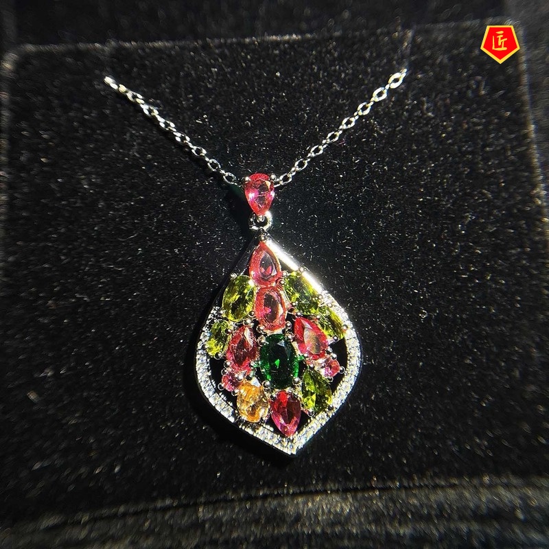 [Ready Stock]Luxury Colorful Full Diamond Pendant Women's Pear-Shaped Fashion Temperament