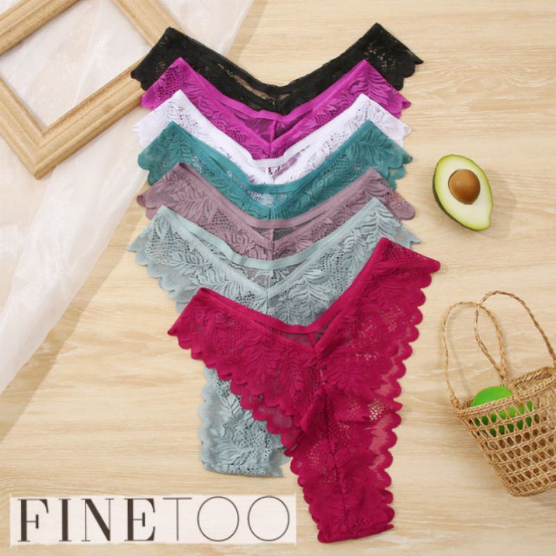 FINETOO FT27 Sexy Celana Dalam Full Renda Lace Wanita Thong Women High Waist Panty