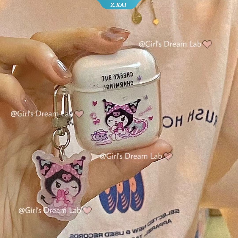 Love Kuromi Casing Silikon Motif Kartun Lucu Untuk Simpan Earphone Wireless Bluetooth Apple AirPods 1 / 2pro