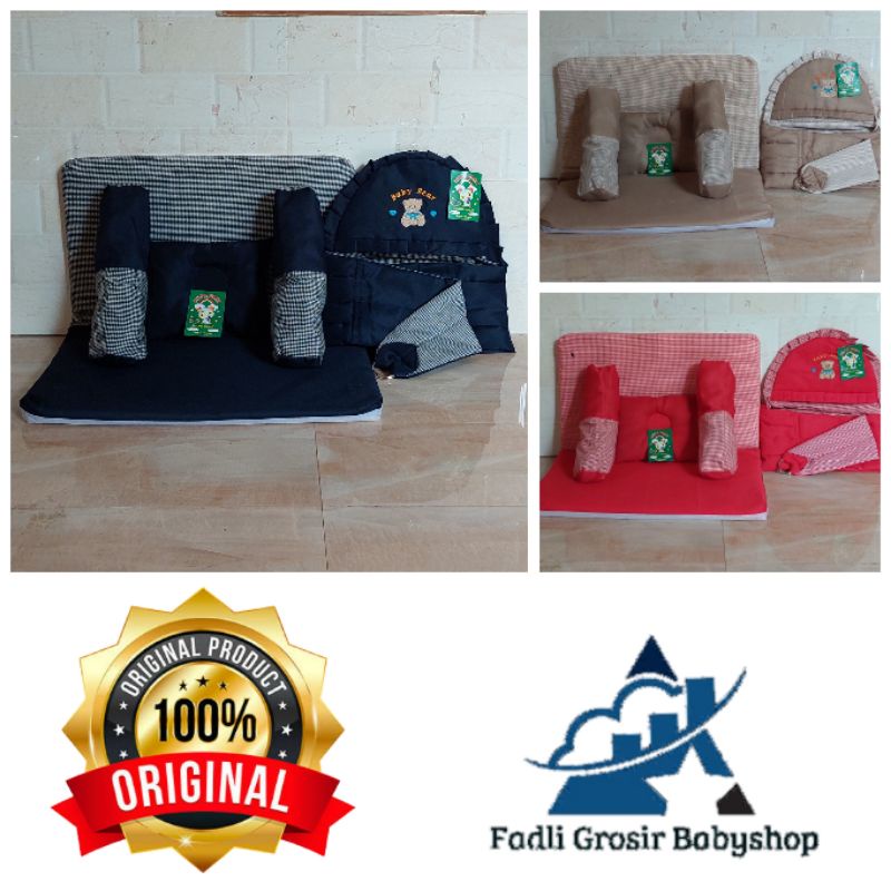 Paket Hemat (2 in 1) Gendongan Bayi Samping Topi Bordir Dan Kasur Matras Set Bantal Guling