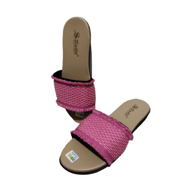 sandal wanita rajut turki terbaru hak 3cm merek saila