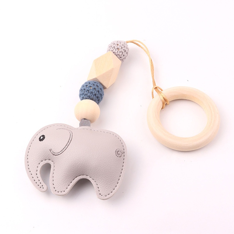 Mary 4pcs / Set Mainan Rattle + Teether + Ring + Manik-Manik Bahan Kayu Untuk Aksesoris Stroller Bayi