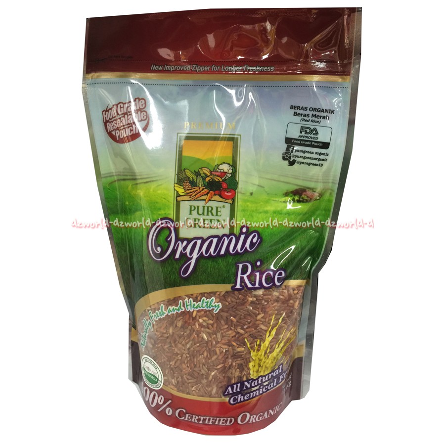 Pure Green Organik Rice 1kg Beras Merah Beras Organik Red Rice Puregreen Organic Red Rice Pure Gren