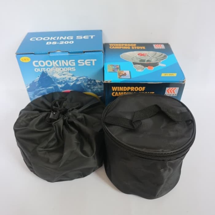 Barangunik2021 -Paket Cooking set DS 200 + Kompor Bunga Windproof /Paket Kompor Bunga + Nesting DS 200