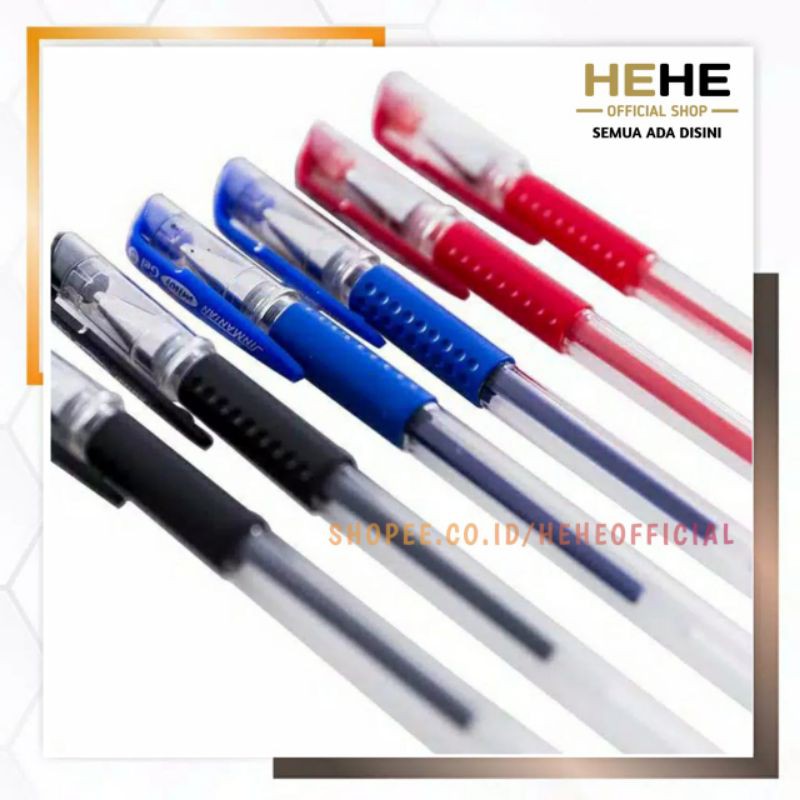 

Pena Gel Pulpen Gel Ball Boll Poin Jel Pen Tinta Gel Bolpen Bolpain Warna Hitam Merah Biru Dawat jel 0.5mm Tulisan Halus Rapi Alat Tulis Kantor Sekolah Standart Berkualitas HEHE OFFICIAL PEKANBARU Grosir Hurah RIAU oficial