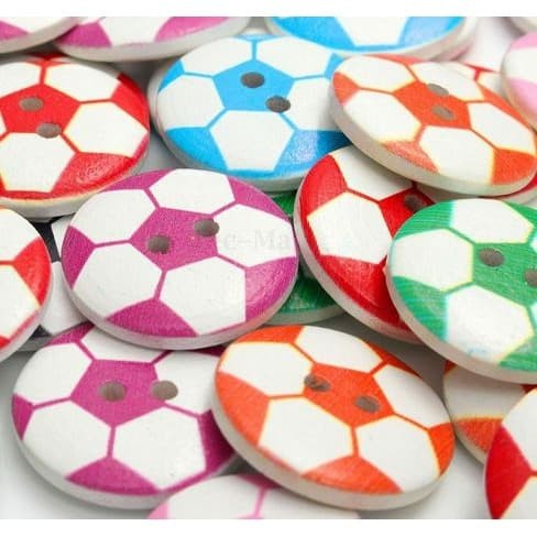 Kancing Kayu Dua Lubang - Football Style (10 pcs)