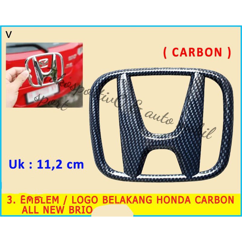 Logo Emblem Huruf Lambang Honda all new Brio carbon 2018 2020 buat pengganti logo bagasi original