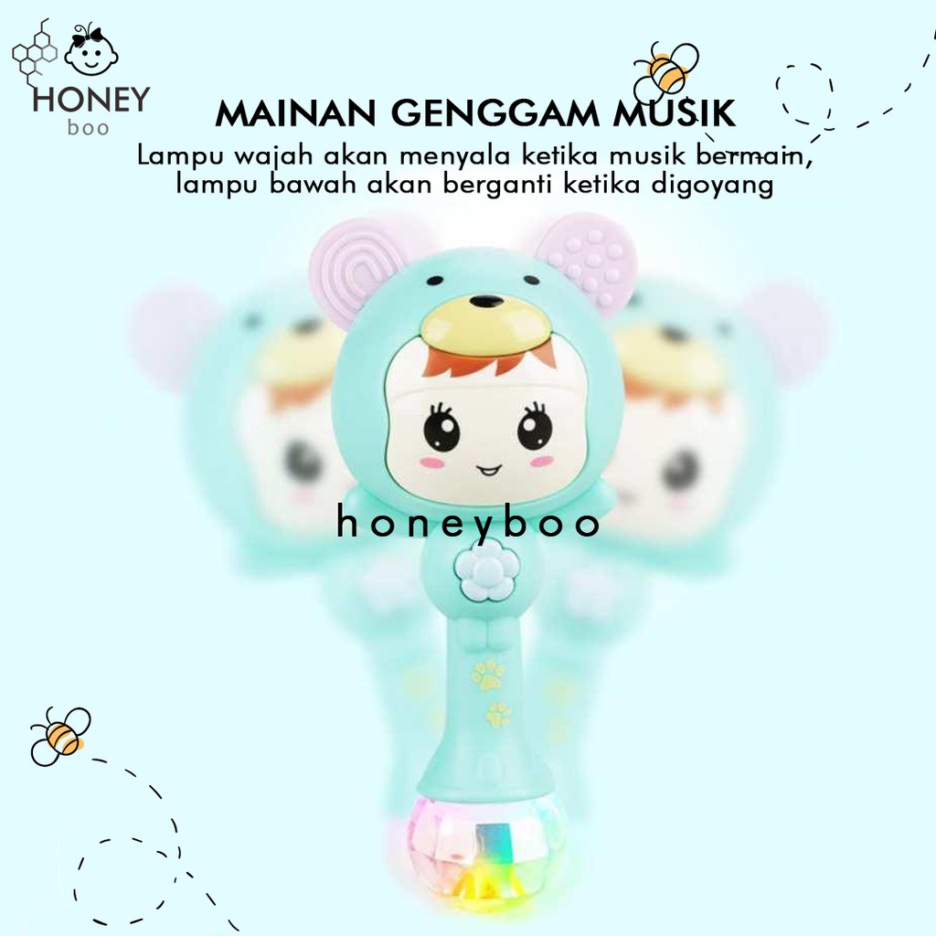Honey Boo - Mainan Bayi Tongkat Genggam Rattle Stick Dengan Musik dan Lampu-4