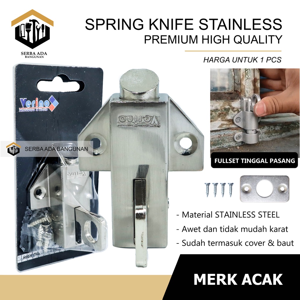 SPRING KNIFE MURAH / SLOT JENDELA / KUNCIAN / GEMBOK GRENDEL / PENUTUP PRAKTIS MODEL TINGGAL TARIK