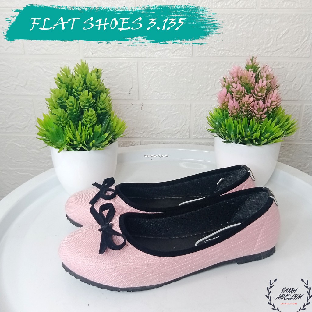 SEPATU WANITA FLATSHOES BLACKPANDA MOTIF GARIS DAN PITA MURAH BISA COD