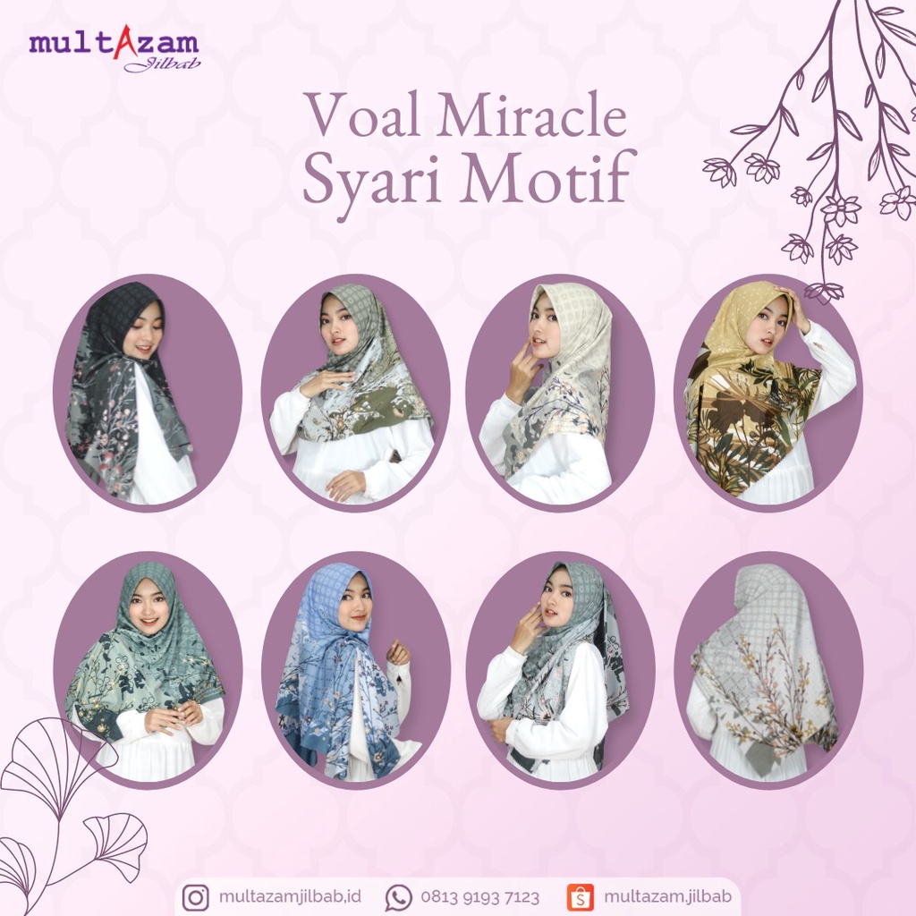 Hijab Segi Empat - Jilbab Syari - Jilbab Motif - Voal Miracle Syari - Motif Lasercut - Umama Scarf -