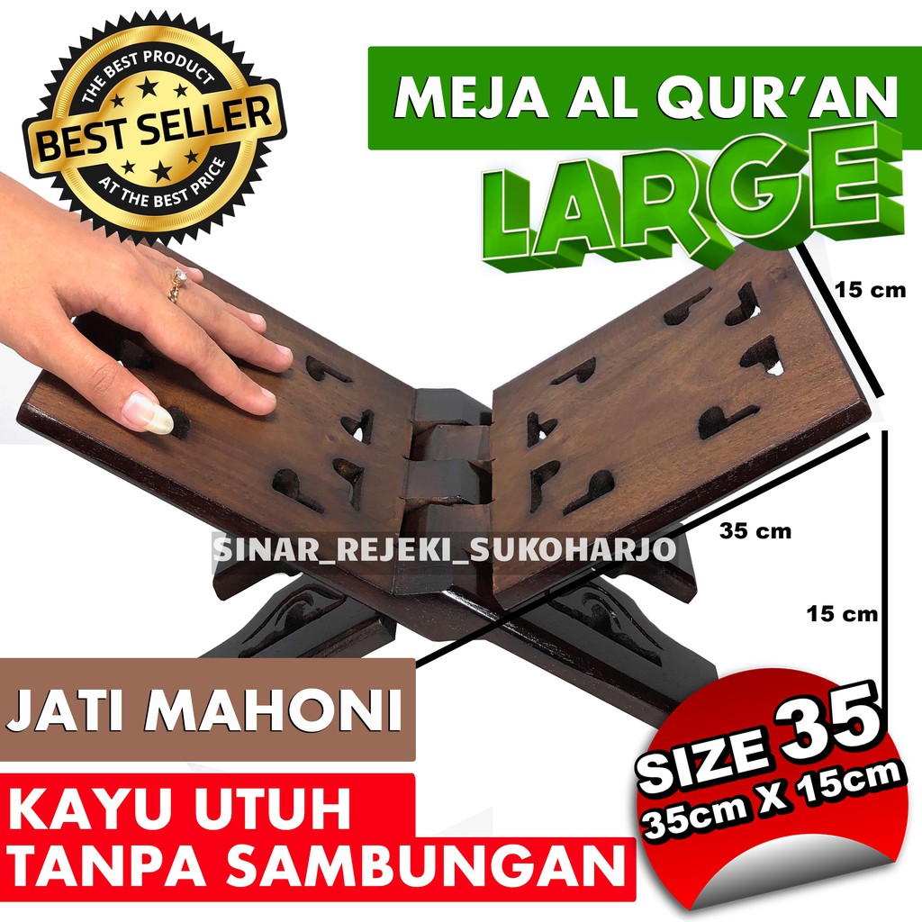 Rekal Tatakan Al Quran Kayu Jati Mahoni Meja Lipat Al Quran Lebar 15 Cm Penyangga Al Quran