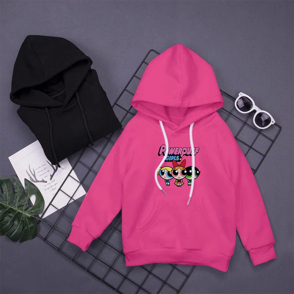 SWEATER HOODIE ANAK PEREMPUAN POWERPUFFGIRLS // CREWNECK ANAK PEREMPUAN LUCU GEMES FLEECE TEBAL LEMBUT TERBARU,